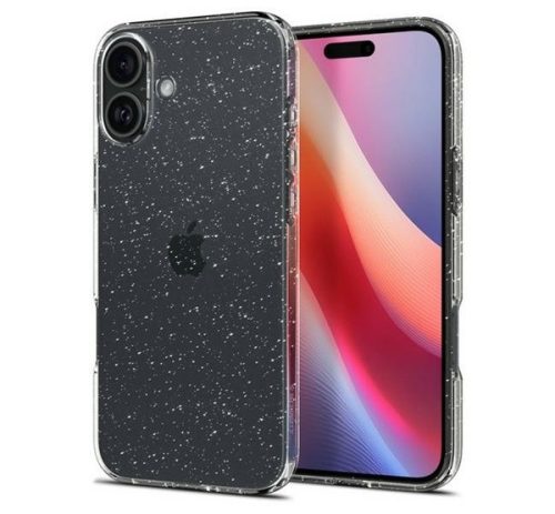 Spigen Liquid Crystal Glitter Apple iPhone 16 Plus tok, Crystal Quartz, átlátszó