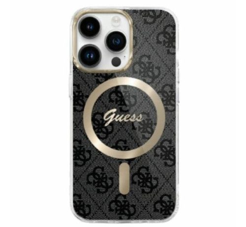 Guess IML 4G MagSafe iPhone 16 Pro MagSafe kemény hátlap tok, fekete GUHMP16LH4STK