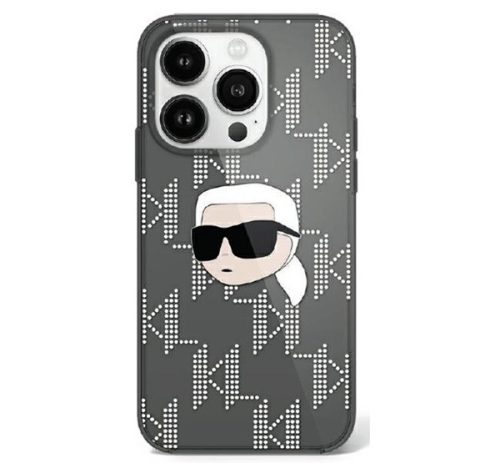 Karl Lagerfeld IML Karl Head Electroplated iPhone 16 Pro kemény hátlap tok, fekete KLHCP16LHKLPKHK