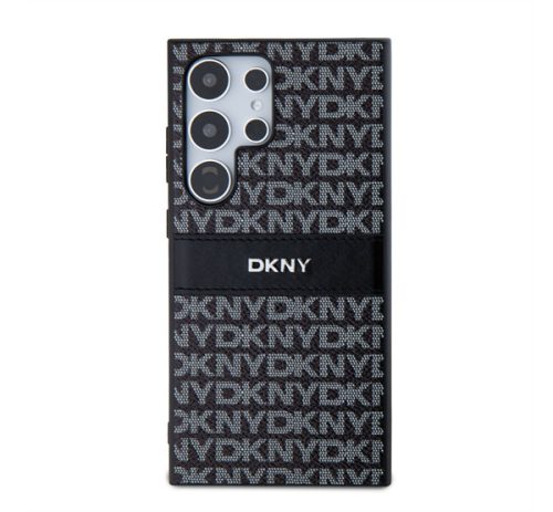 DKNY PC/TPU Repeat Pattern Tonal Stripe Samsung S24 Ultra hátlap tok, fekete