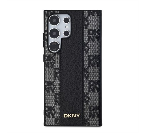 DKNY PU Leather Checkered Pattern Magsafe Samsung Galaxy S24 Ultra hátlap tok, fekete