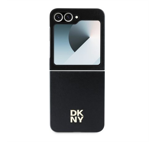 DKNY PU Leather Stack Logo Samsung Galaxy Z Flip6 hátlap tok, fekete