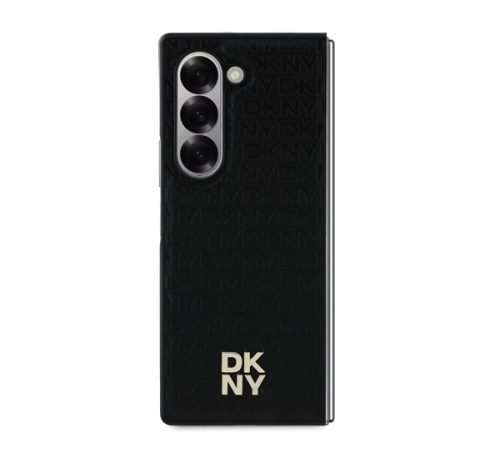 DKNY PU Leather Repeat Pattern Stack Logo MagSafe Samsung Galaxy Z Fold 6 hátlap tok, fekete