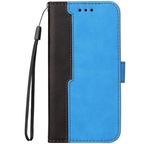 Apple Wooze Colour Wallet iPhone 16 Pro oldalra nyíló tok, stand, kártyatartóval, kézpánttal, kék