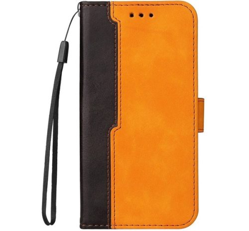 Apple Wooze Colour Wallet iPhone 16 Pro oldalra nyíló tok, stand, kártyatartóval, kézpánttal, narancssárga