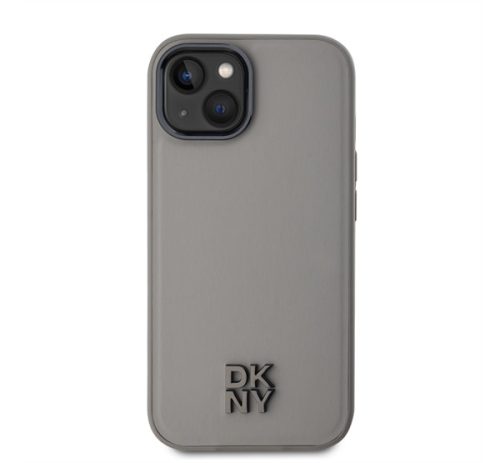 DKNY PU Leather Stack Logo iPhone 15 MagSafe tok, szürke