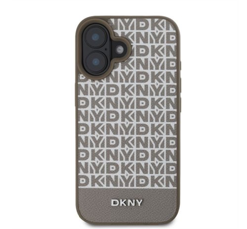 DKNY PU Leather Repeat Pattern Bottom Stripe iPhone 16 MagSafe tok, barna