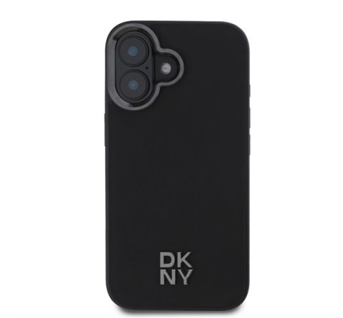 DKNY PU Leather Stack Logo iPhone 16 MagSafe tok, fekete