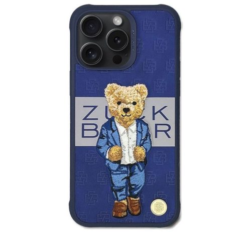 Zuck Bear Paris Gentleman iPhone 15 Pro hátlap tok, kék öltöny