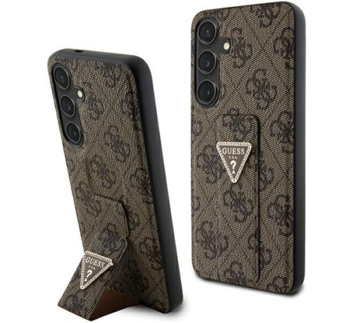 Guess Grip Stand 4G Triangle Strass Samsung Galaxy S24 hátlap tok, barna GUHCS24SPGS4TDW