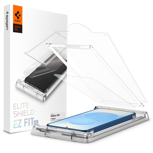 Spigen EliteShield EZ Fit HD Samsung Galaxy S25 tempered kijelzővédő fólia felhelyező kerettel (1db)