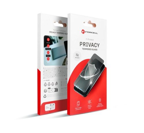 Forcell Privacy Iphone 16e / 13 / 14 / 13 Pro betekintésgátló kijelzővédő üvegfólia, fekete