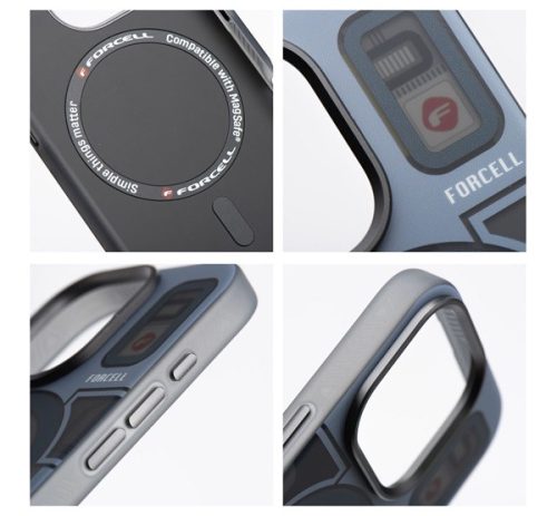 Forcell F-Protect Levels iPhone 16 ütésálló MagSafe tok, Cyber, kék-szürke