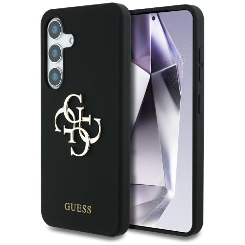 Guess Silicone Big 4G Logo Bottom Script Samsung Galaxy S25 hátlap tok, fekete