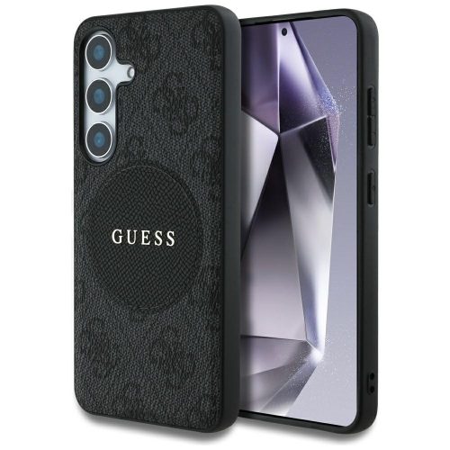 Guess 4G Round Patch Classic Logo Samsung Galaxy S25+ MagSafe kemény hátlap tok, fekete