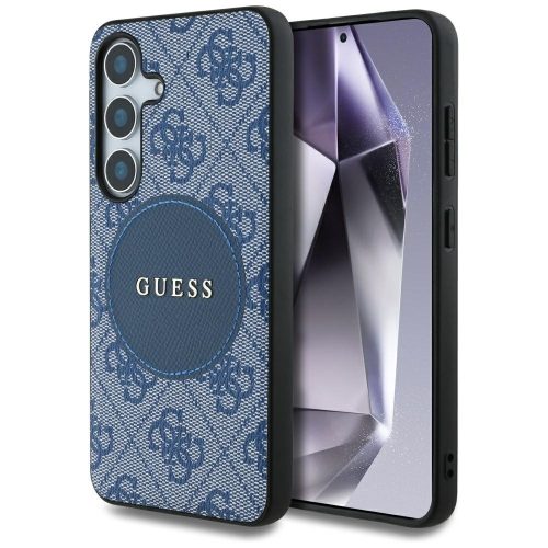 Guess 4G Round Patch Classic Logo Samsung Galaxy S25+ MagSafe kemény hátlap tok, kék