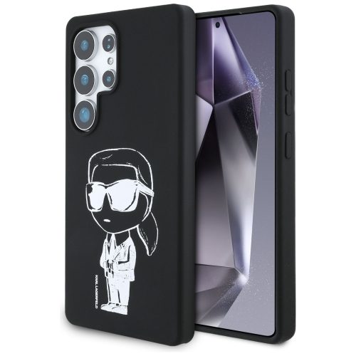 Karl Lagerfeld Silicone Graffiti Ikonik Printed Logo Samsung Galaxy S25 Ultra MagSafe tok, fekete