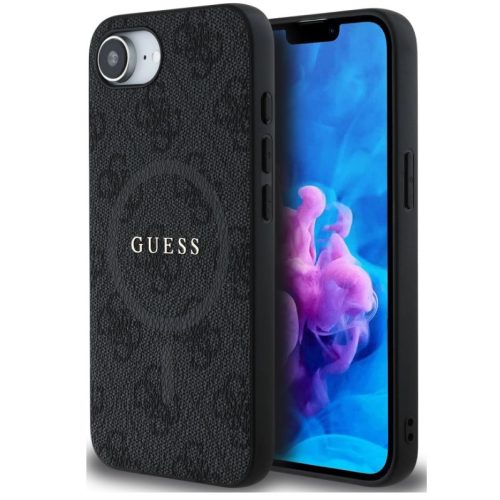 Guess PU Leather 4G Colored Ring Apple iPhone 16e MagSafe tok, fekete