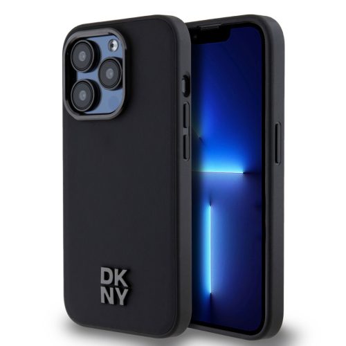 DKNY PU Leather Stack Logo iPhone 14 Pro Max MagSafe tok, fekete