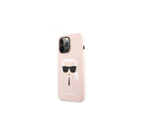 Karl Lagerfeld Head Liquid szilikon hátlap tok Apple iPhone 13 Pro, rózsaszín