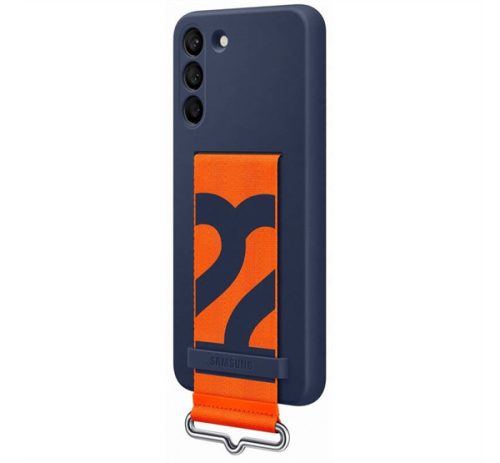 Samsung Galaxy S22+ Silicone Cover with Strap, gyári szilikon tok szíjjal, sötétkék, EF-GS906TN