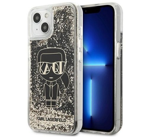 Karl Lagerfeld Liquid Glitter Gatsby hátlap tok Apple iPhone 13, fekete