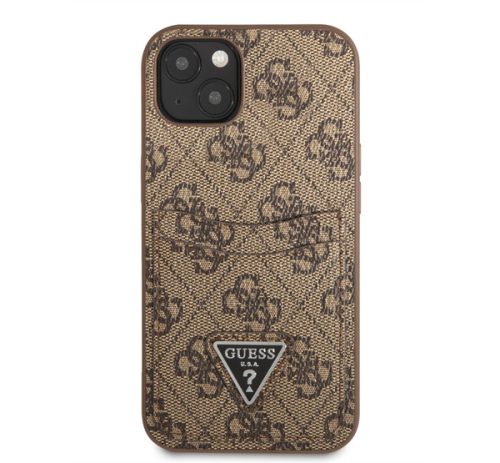 Guess 4G Saffiano Double Card Apple iPhone 13 bőr hátlap tok, barna