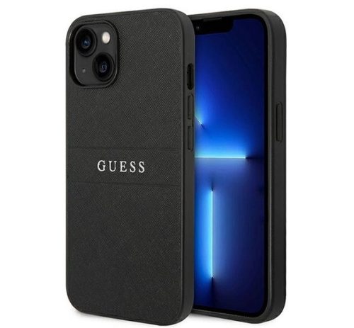 Guess PU Saffiano Apple iPhone 14 Plus bőr hátlap tok, fekete