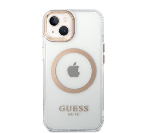 Guess Transparent MagSafe Apple iPhone 14 Plus hátlap tok, arany