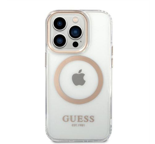 Guess Transparent MagSafe Apple iPhone 14 Pro Max hátlap tok, arany