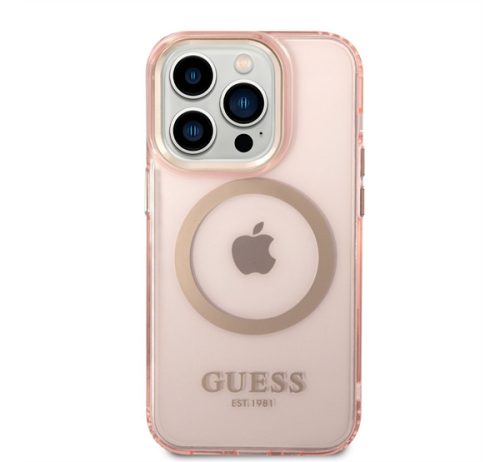 Guess Translucent MagSafe Apple iPhone 14 Pro Max hátlap tok, rózsaszín