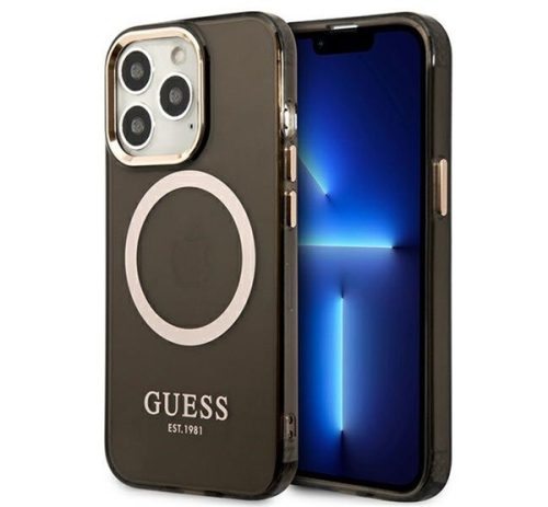 Guess Translucent MagSafe Apple iPhone 13 Pro hátlap tok, fekete