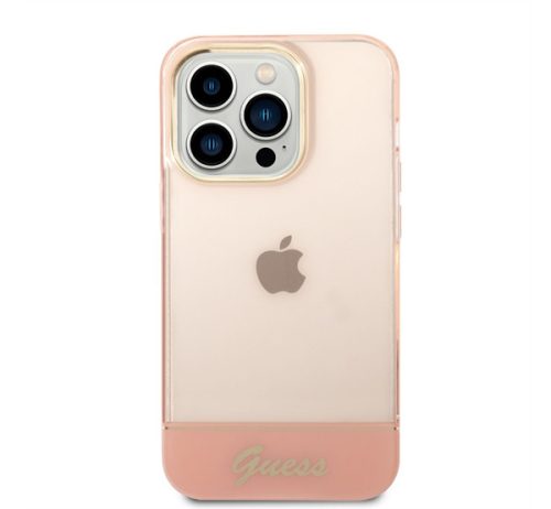 Guess Camera Outline Translucent Apple iPhone 14 Pro Max hátlap tok, rózsaszín