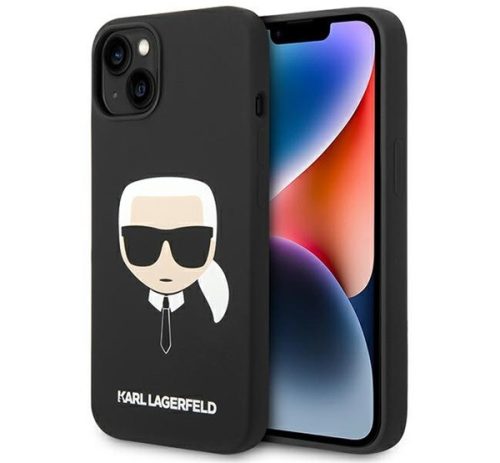 Karl Lagerfeld Head Liquid szilikon hátlap tok Apple iPhone 14 Plus, fekete