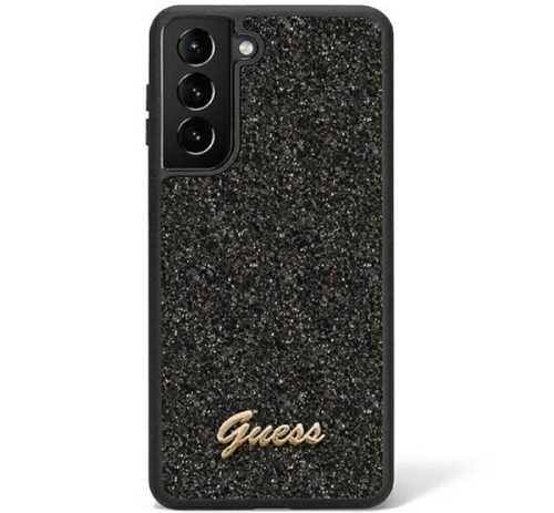 Guess Glitter Script Samsung Galaxy S23 Ultra szilikon tok, fekete