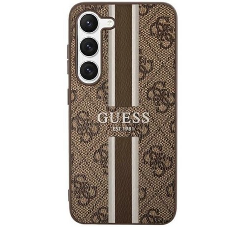 Guess 4G Printed Stripe Samsung Galaxy S23 szilikon tok, barna