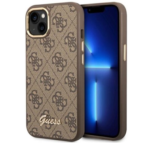 Guess 4G Vintage Gold Apple iPhone 14 Plus hátlap tok, barna