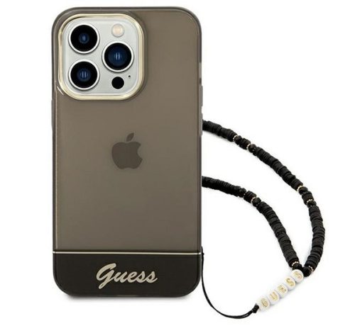 Guess Translucent Pearl Strap Apple iPhone 14 Pro Max hátlap tok, fekete