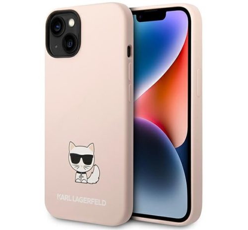 Karl Lagerfeld Silicone Choupette Body Apple iPhone 14 Plus hátlap tok, halvány rózsaszín