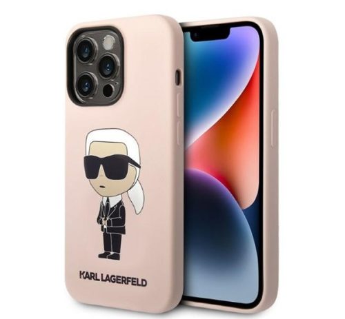 Karl Lagerfeld Silicone Ikonik Apple iPhone 14 Pro Max Magsafe hátlap tok, rózsaszín