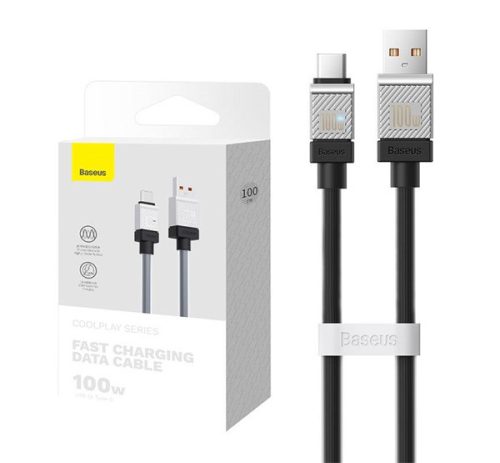 Baseus CoolPlay USB / Type-C töltő- és adatkábel, 100W, 1m, fekete