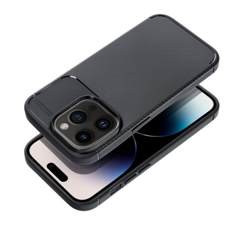 Forcell Carbon Premium hátlap tok Apple iPhone 15 Pro karbon mintás szilikon tok, fekete