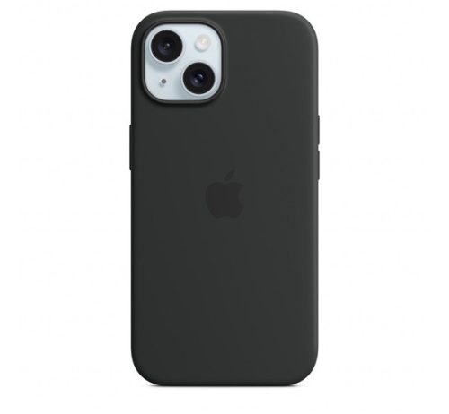 Apple iPhone 15 MagSafe szilikon tok, fekete