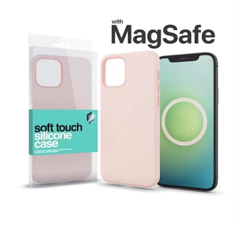 Xprotector MagSafe rögzítésű Soft Touch Szilikon tok Apple iPhone 15 Pro Max, krétarózsaszín