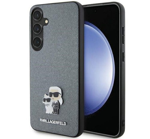 Karl Lagerfeld Saffiano Karl & Choupette Metal Pin Samsung Galaxy S24+ tok, szürke