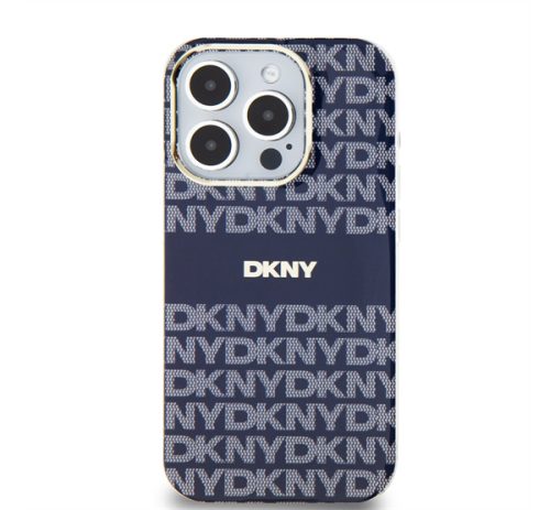 DKNY PC/TPU Repeat Pattern Tonal Stripe Apple iPhone 15 Pro Magsafe tok, kék