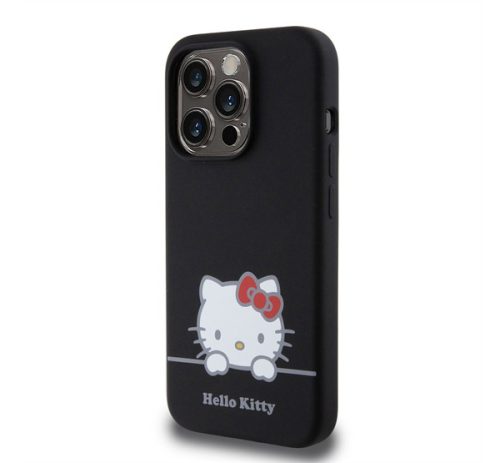 Hello Kitty Liquid Silicone Daydreaming Logo Apple iPhone 15 Pro hátlap tok, fekete