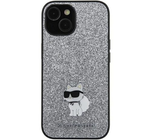 Karl Lagerfeld  Fixed Glitter Choupette Logo Metal Pin Samsung Galaxy A55 hátlap tok, ezüst, KLHCSA55GCNPSG