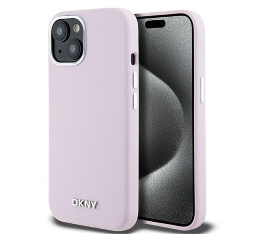 DKNY Liquid Silicone Small Metal Logo Apple iPhone 15 Plus / 14 Plus Magsafe hátlap tok, rózsaszín, DKHMP15MSMCHLP