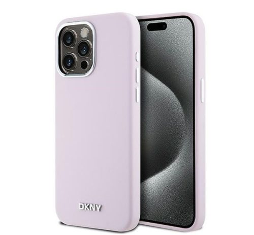 DKNY Liquid Silicone Small Metal Logo iPhone 14 Pro Max Magsafe hátlap tok, rózsaszín, DKHMP14XSMCHLP